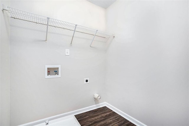 222 Ben Ln, Fairburn, GA 30213 - washroom with hookup for a washing machine, electric dryer hookup, baseboards, and dark wood finished floors