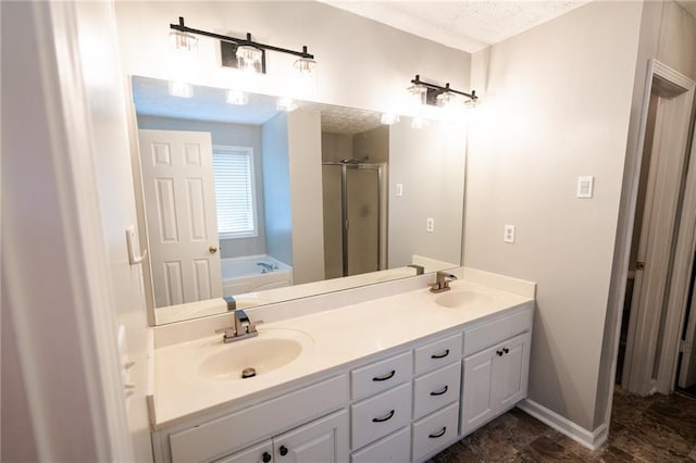 1200 Martins Chapel Ln SE, Lawrenceville, GA 30045 - bathroom featuring a shower stall, a garden tub, and double vanity