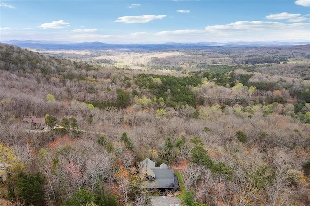 aerial view with a mountain view