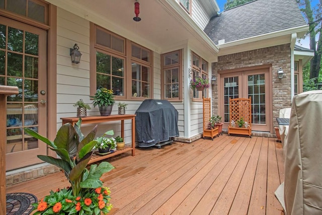 deck featuring grilling area