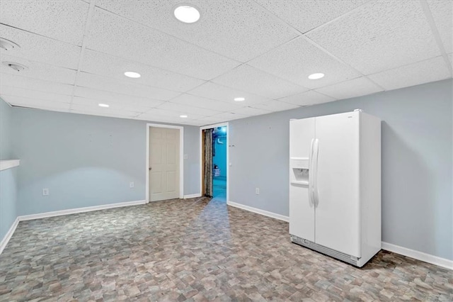 1341 Little Deer Run, Canton, GA 30114 - finished below grade area featuring white refrigerator with ice dispenser and a paneled ceiling