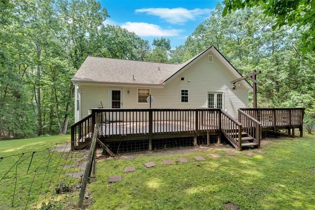 1341 Little Deer Run, Canton, GA 30114 - back of property featuring a yard, a deck, and roof with shingles