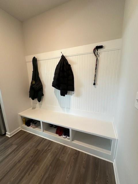 mudroom featuring wood-type flooring