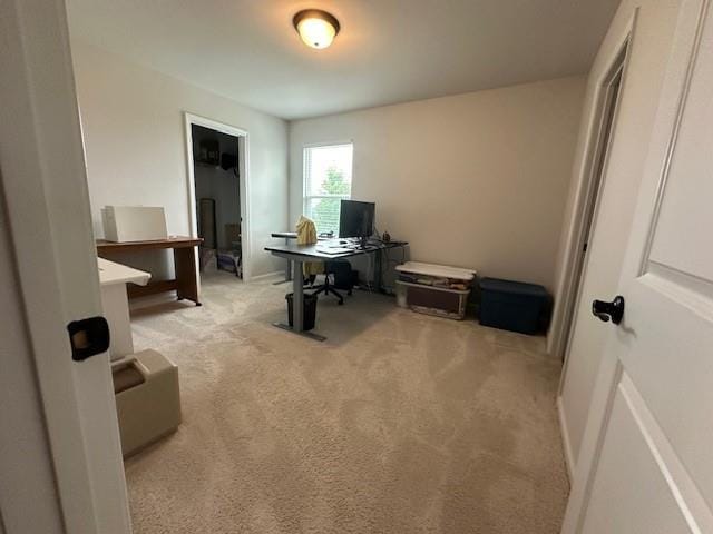 view of carpeted home office