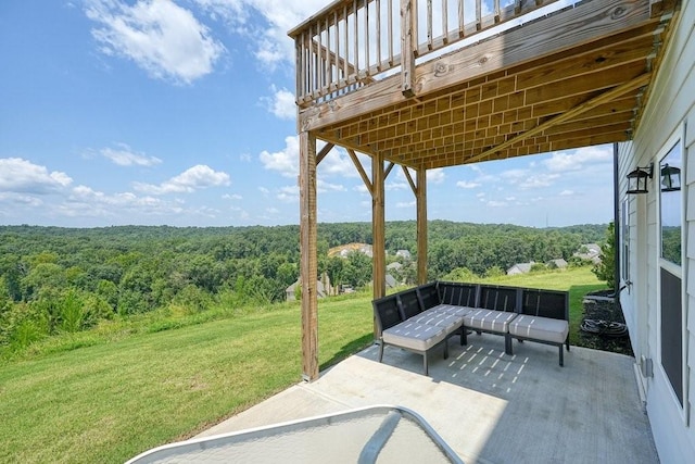 view of patio featuring a deck and an outdoor living space