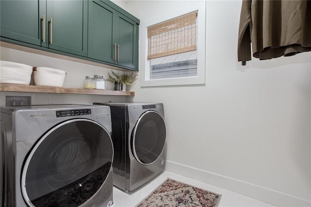 1168 Mado Loop, Chattahoochee Hills, GA 30268 - laundry area featuring cabinet space, washer and dryer, and baseboards