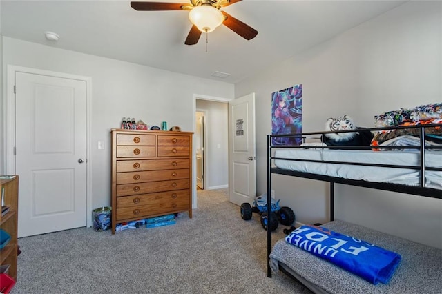 bedroom with carpet and ceiling fan