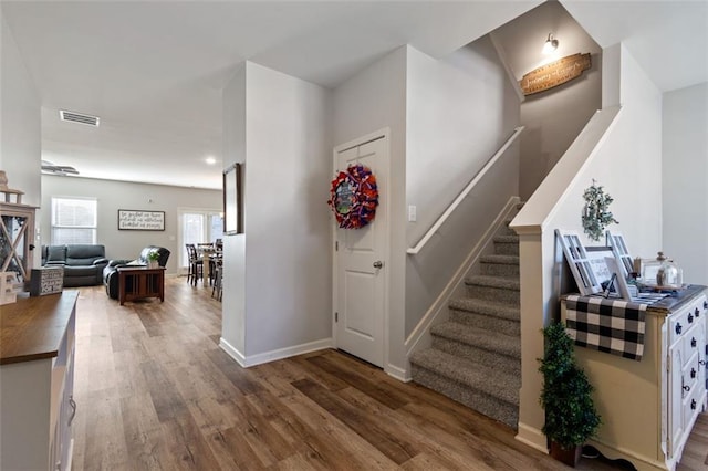 4770 Alford Commons, Cumming, GA 30028 - entryway featuring wood finished floors, stairway, baseboards, and recessed lighting