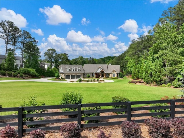 view of front of home featuring a front lawn