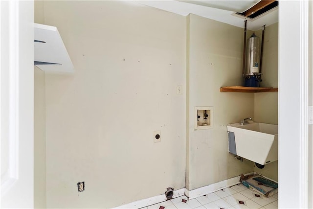 washroom featuring laundry area, washer hookup, a sink, and hookup for an electric dryer