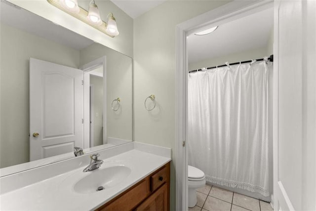 4514 Walking Stick Ln, Gainesville, GA 30506 - full bathroom featuring vanity, toilet, tile patterned flooring, and a shower with shower curtain