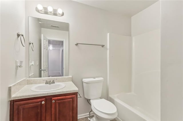 full bathroom with vanity, toilet, and tub / shower combination