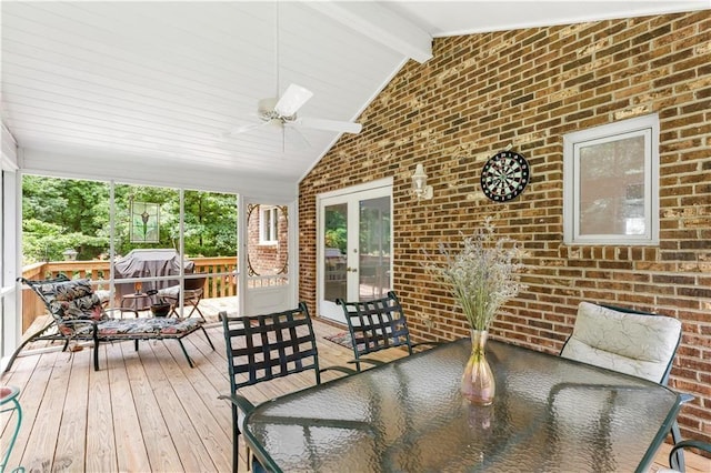 599 Palmer Ct SE, Conyers, GA 30094 - wooden terrace with ceiling fan