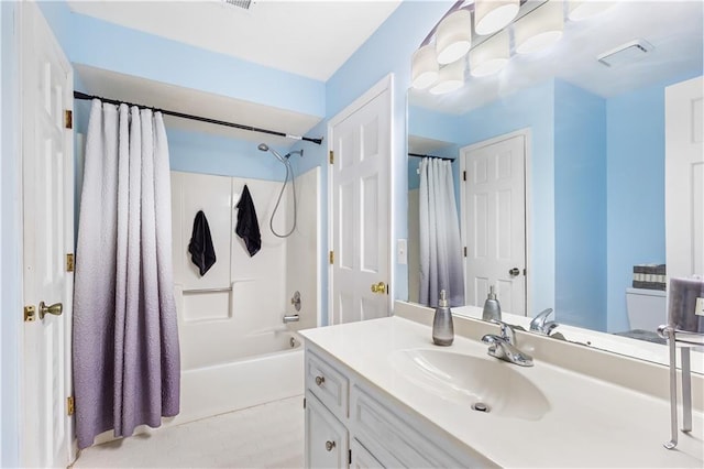 599 Palmer Ct SE, Conyers, GA 30094 - full bathroom featuring shower / bath combination with curtain, vanity, and toilet