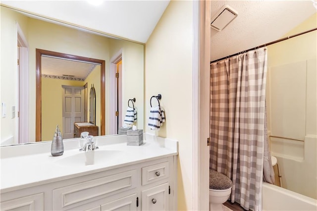 599 Palmer Ct SE, Conyers, GA 30094 - full bathroom with shower / bath combo, toilet, and vanity with extensive cabinet space