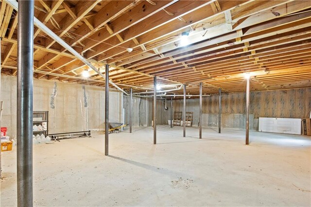 view of unfinished basement