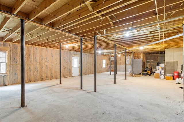 basement with a healthy amount of sunlight