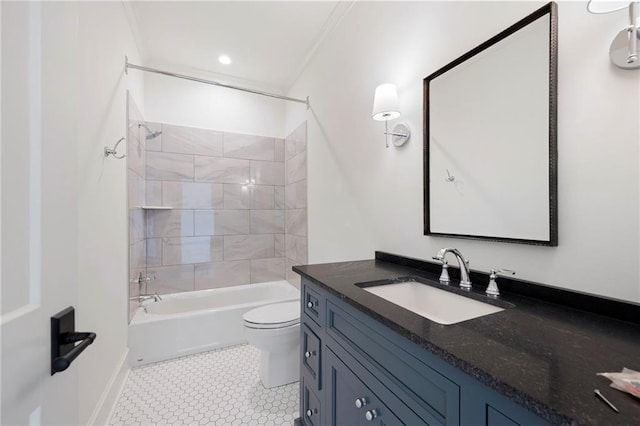 1830 Maple St, Carrollton, GA 30117 - full bathroom with vanity, toilet, shower / tub combination, and baseboards