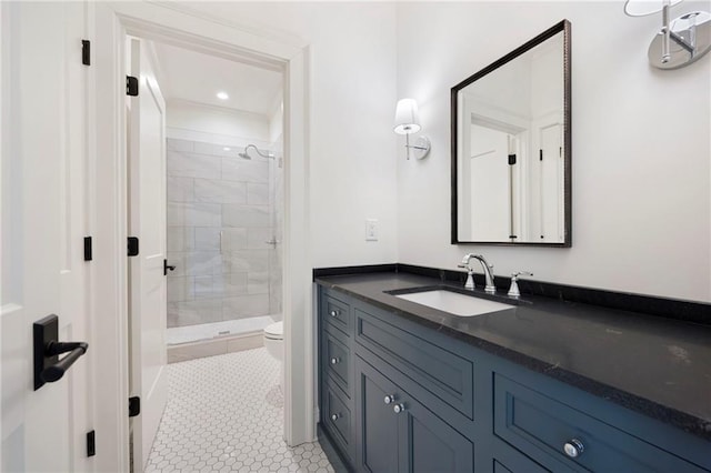 1830 Maple St, Carrollton, GA 30117 - full bathroom featuring toilet, a shower stall, vanity, and tile patterned flooring