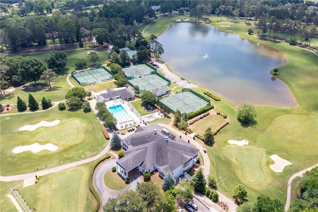 1830 Maple St, Carrollton, GA 30117 - aerial view of property and surrounding area featuring a large body of water, a golf club, and a tree filled landscape
