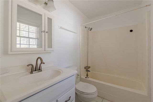 full bathroom with vanity, toilet, and shower / bathing tub combination