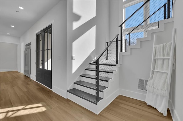 foyer entrance featuring wood-type flooring