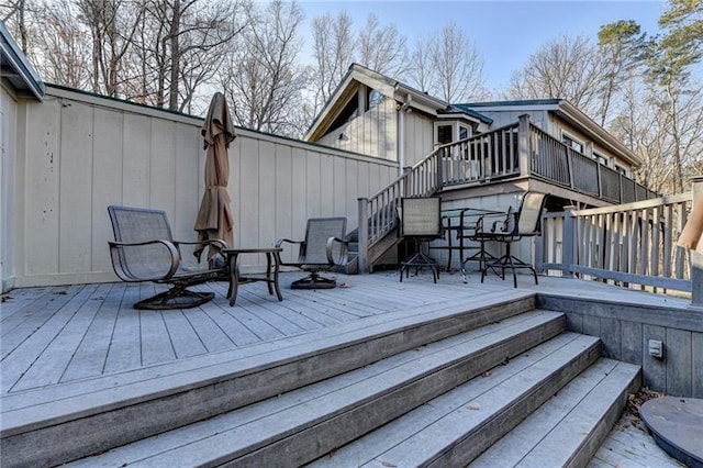 wooden deck with stairs