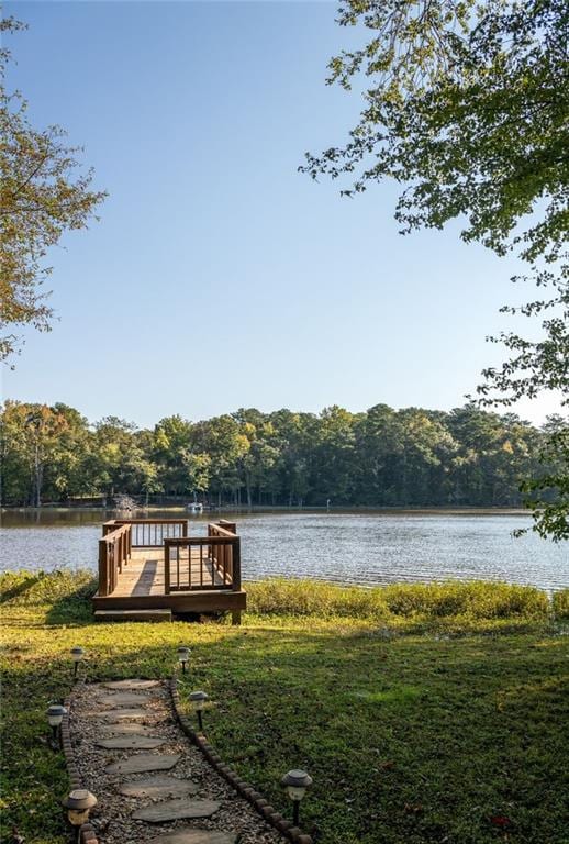 view of dock featuring a water view