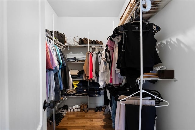 spacious closet with wood finished floors