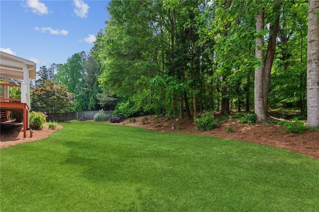 view of yard featuring fence