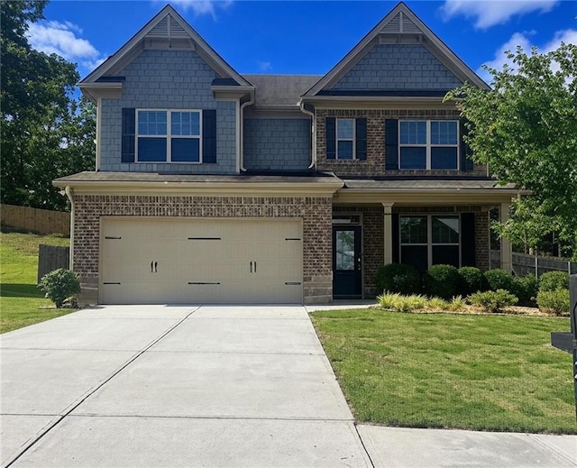 239 Lenore Ct, Hiram, GA 30141 - craftsman inspired home featuring an attached garage, driveway, and brick siding