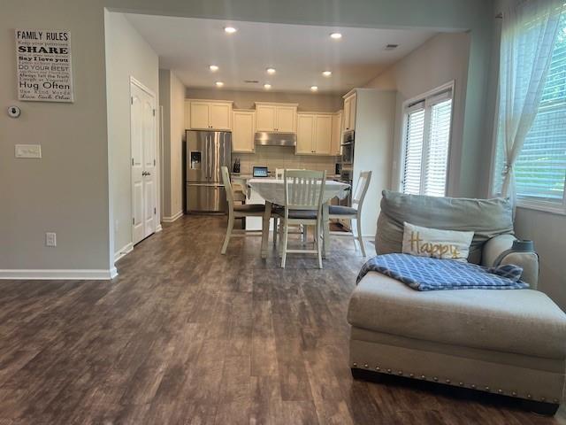 239 Lenore Ct, Hiram, GA 30141 - dining area with plenty of natural light, dark wood-style floors, and recessed lighting