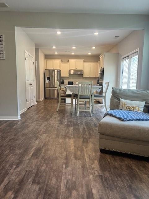 239 Lenore Ct, Hiram, GA 30141 - living room with dark wood-style flooring and recessed lighting
