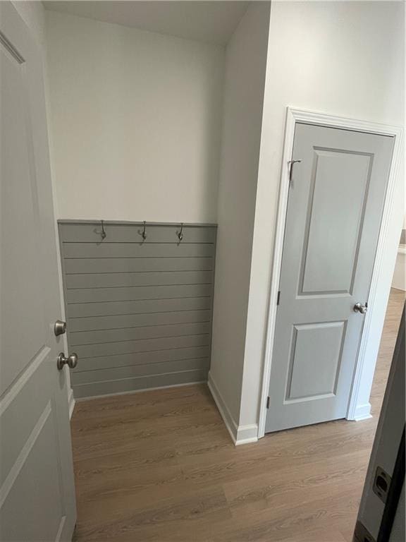 mudroom with light wood-type flooring