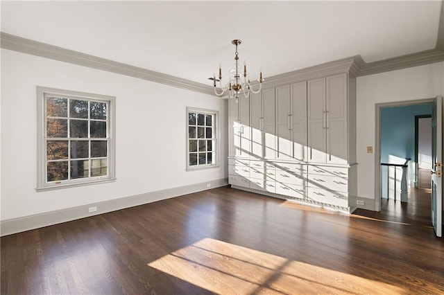 3051 Habersham Rd NW, Atlanta, GA 30305 - spare room featuring an inviting chandelier, ornamental molding, baseboards, and wood finished floors