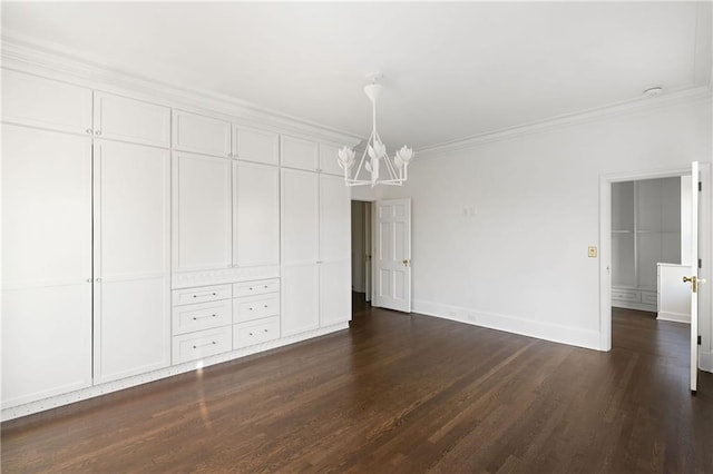3051 Habersham Rd NW, Atlanta, GA 30305 - interior space with ornamental molding, baseboards, a chandelier, and dark wood finished floors