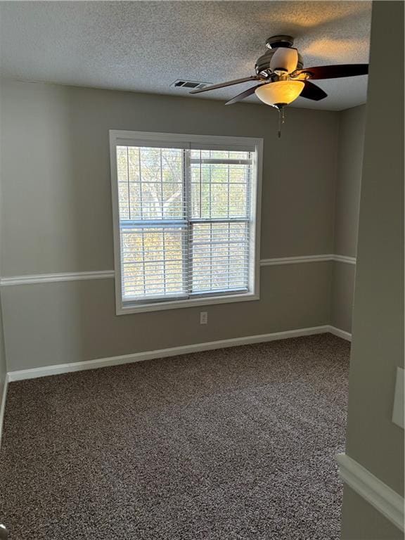 spare room with carpet floors, a textured ceiling, and a wealth of natural light