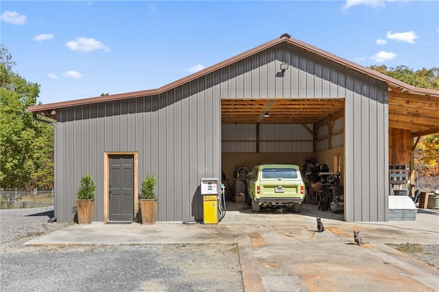 garage with a carport