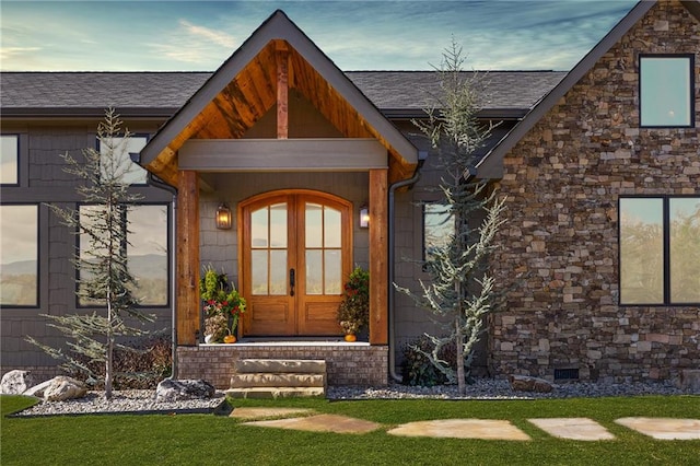 entrance to property with french doors