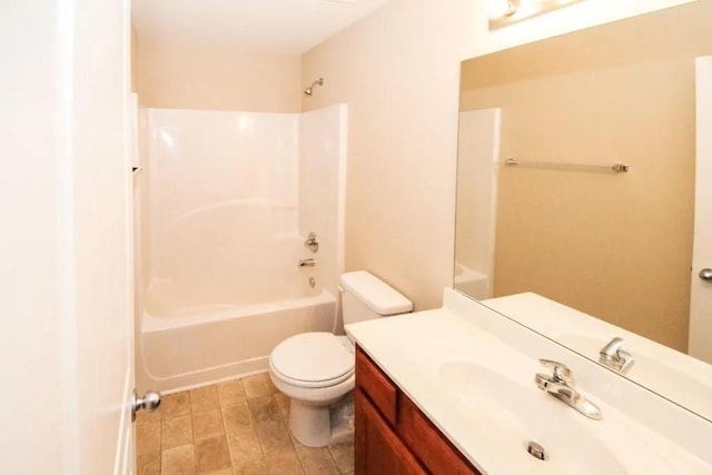 full bathroom with vanity, toilet, and shower / bathtub combination