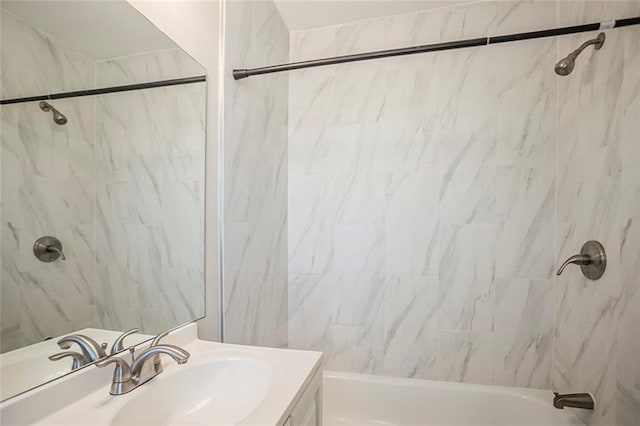 bathroom featuring vanity and shower / washtub combination