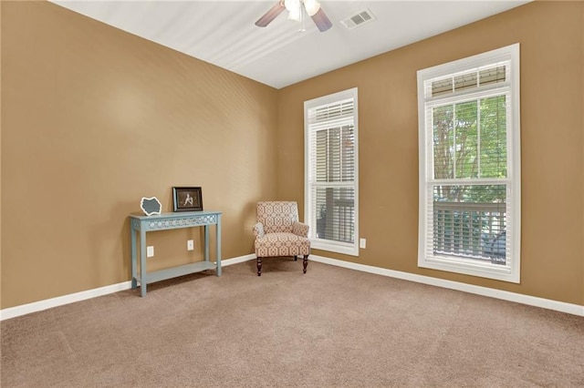 34 Laurel Way NE, White, GA 30184 - sitting room featuring ceiling fan, carpet floors, and baseboards