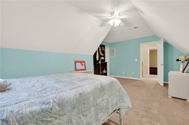 34 Laurel Way NE, White, GA 30184 - bedroom featuring carpet floors, lofted ceiling, ceiling fan, and baseboards
