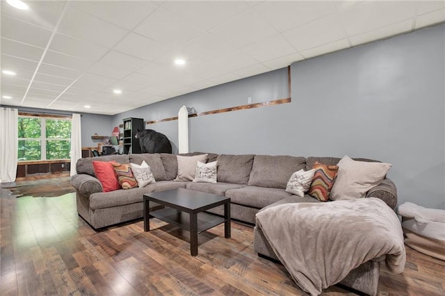 34 Laurel Way NE, White, GA 30184 - living room featuring wood finished floors, a drop ceiling, and recessed lighting