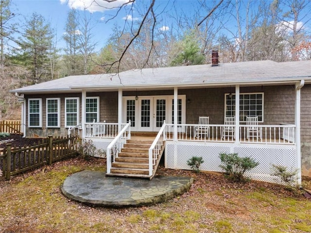 back of house with french doors