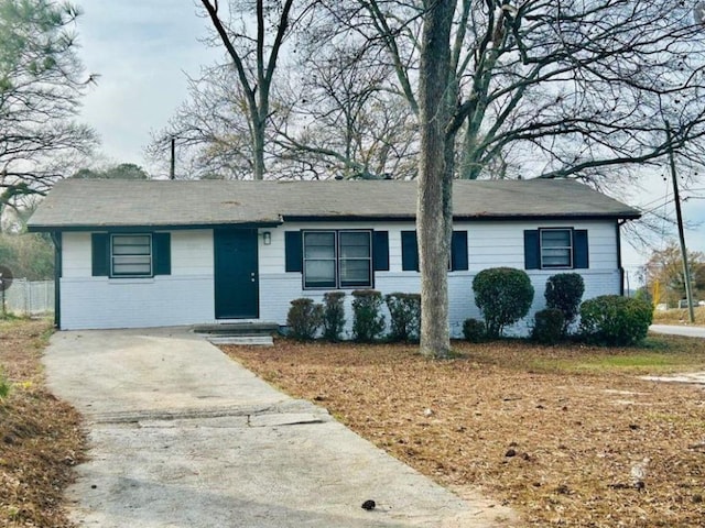 view of single story home