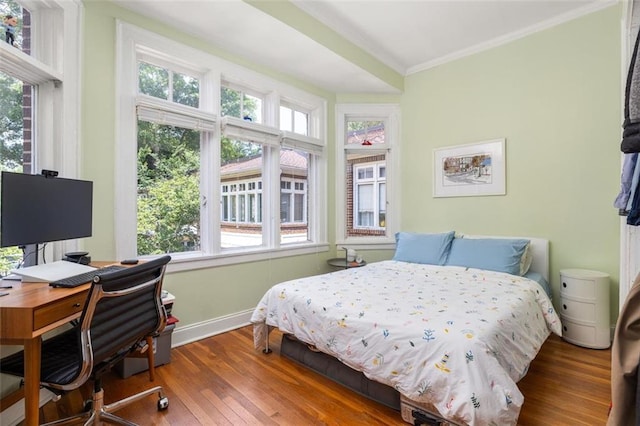 737 Barnett St NE Unit B6, Atlanta, GA 30306 - bedroom featuring ornamental molding, wood finished floors, and a desk