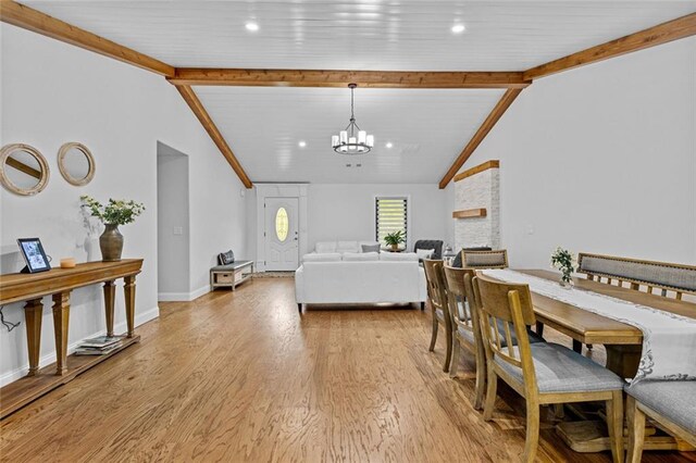 415 Southridge Rd, Winder, GA 30680 - dining room with a chandelier, light wood-type flooring, and recessed lighting