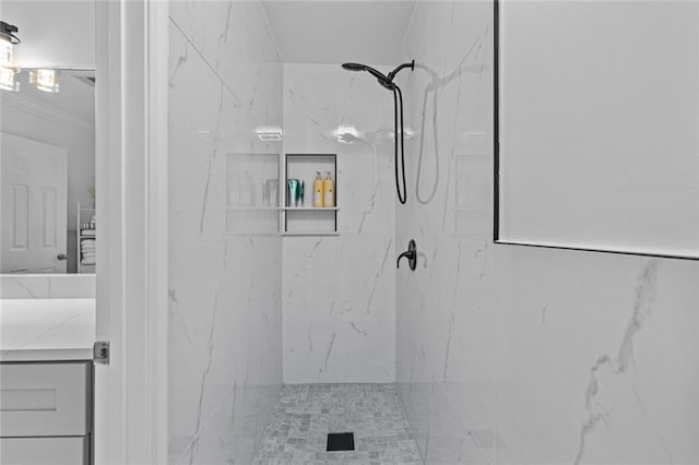 415 Southridge Rd, Winder, GA 30680 - bathroom featuring vanity and a marble finish shower
