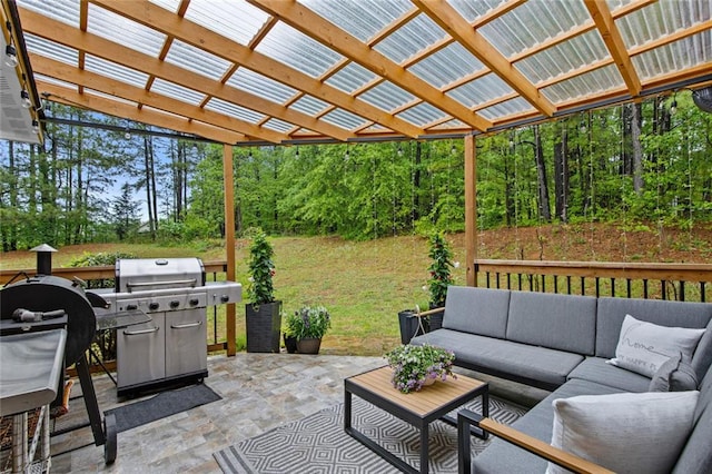 415 Southridge Rd, Winder, GA 30680 - view of patio with outdoor lounge area, a grill, and a pergola